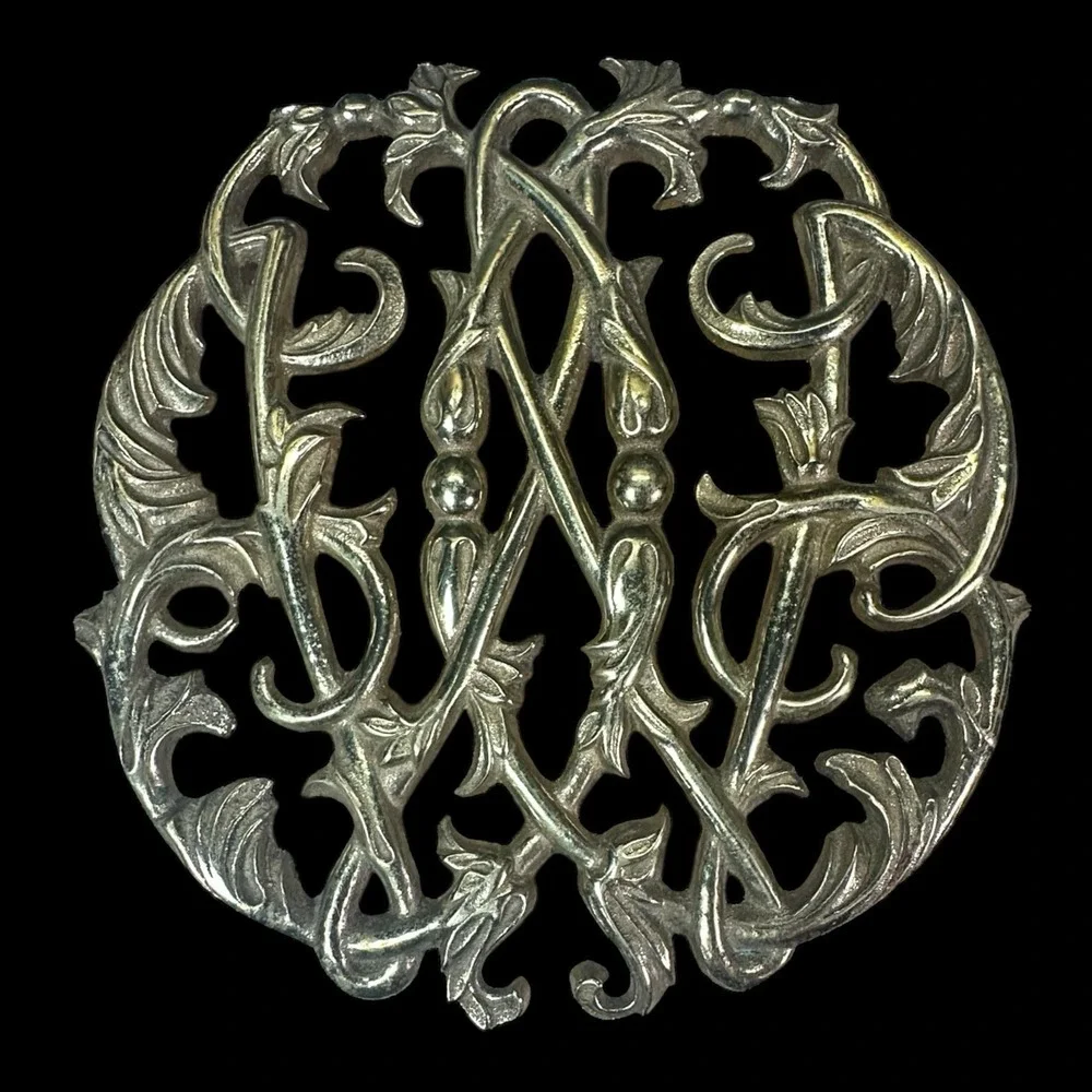 Colonial Williamsburg Brass Trivet Cypher Scroll 6